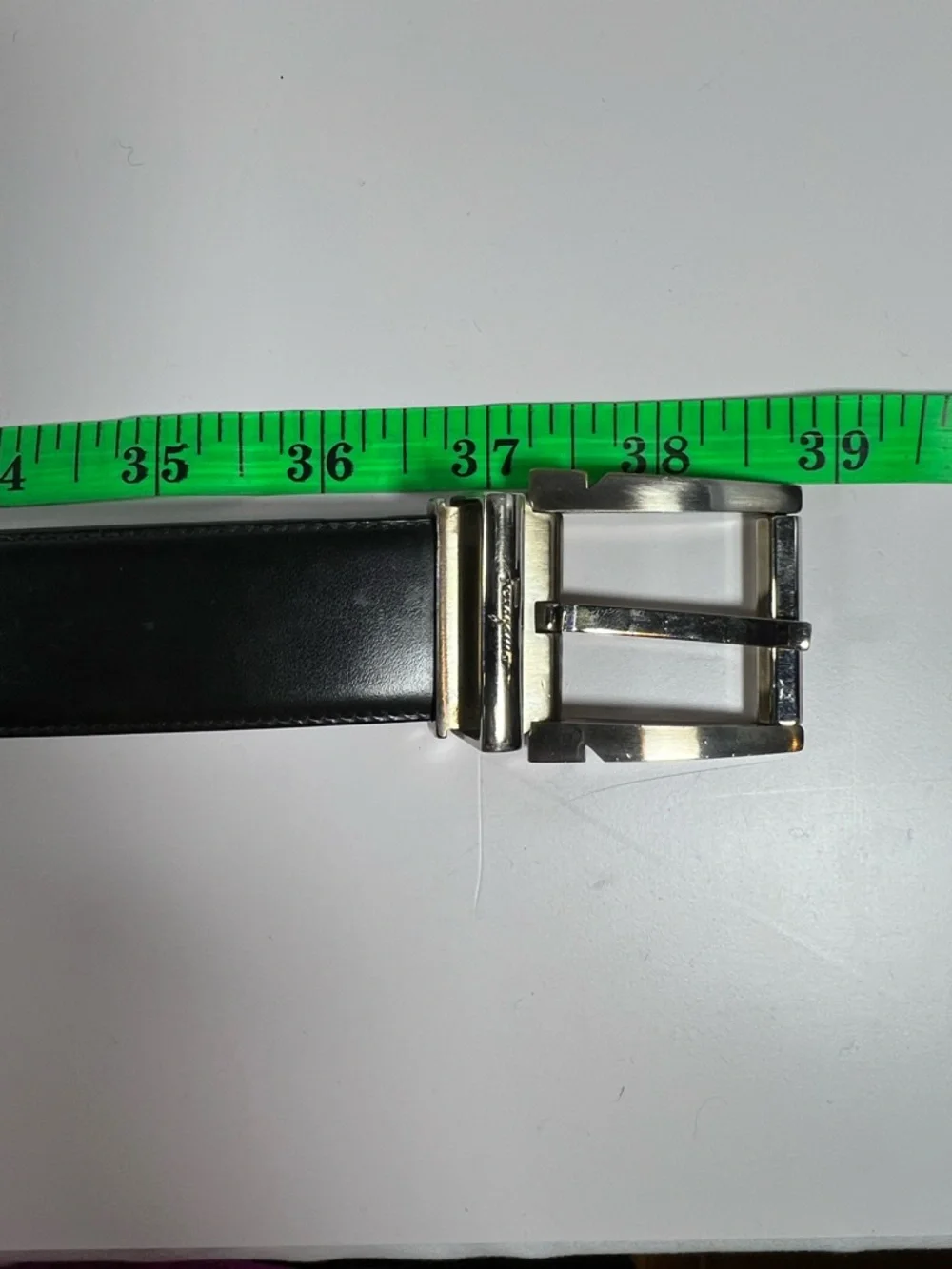 Salvatore Ferragamo Black Leather Belt Silver Buckle Made Italy